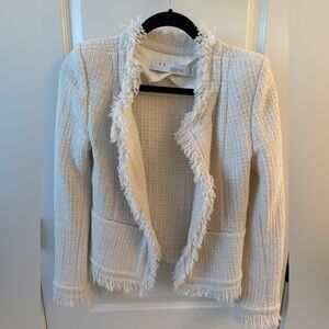 IRO Women's Textured Cream Blazer with Fringe
